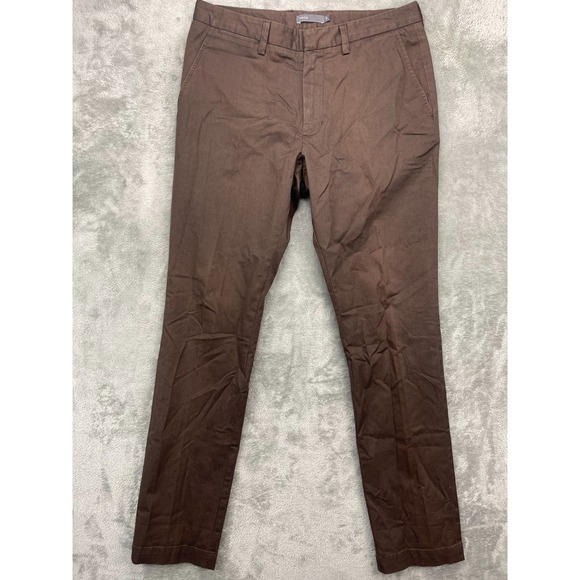 VTG Vince Mens Pants 31x33 Brown Flat Front Cotton Blend Chino Work - Picture 1 of 10